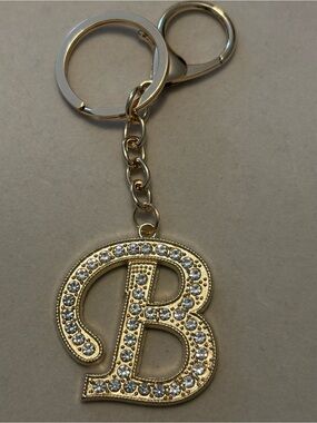 Gold Crystal 'B' Initial Keychain - Personalized Women’s Accessory
